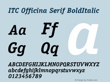 ITC Officina Serif BoldItalic Version 001.000 Font Sample
