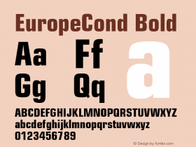 EuropeCond Bold Version 001.001 Font Sample