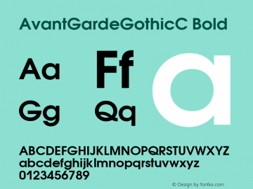 AvantGardeGothicC Bold Version 001.000图片样张