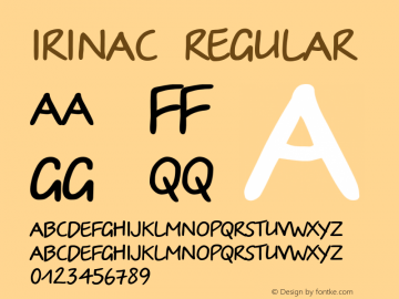 IrinaC Regular Version 1.000 Font Sample