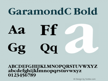 GaramondC Bold Version 001.000 Font Sample