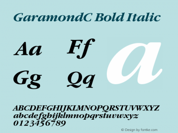 GaramondC Bold Italic OTF 1.0;PS 001.000;Core 116;AOCW 1.0 161 Font Sample