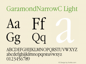 GaramondNarrowC Light Version 001.000图片样张