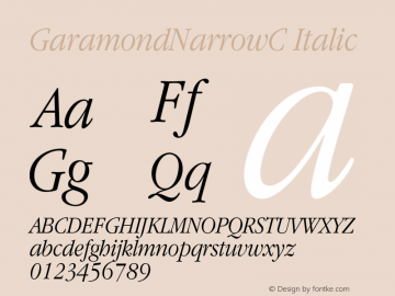 GaramondNarrowC Italic OTF 1.0;PS 001.000;Core 116;AOCW 1.0 161图片样张