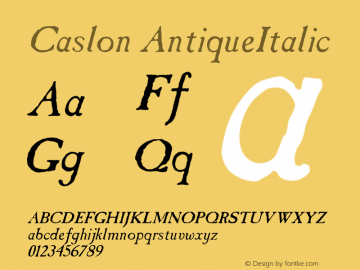 Caslon AntiqueItalic Version 001.000 Font Sample