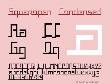 Squaropen Condensed Fontographer 4.7 30/10/06 FG4M­0000002045 Font Sample