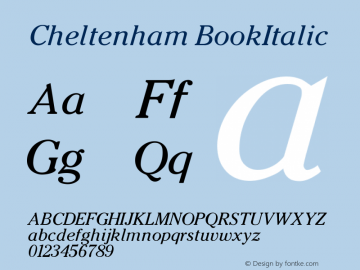 Cheltenham BookItalic Version 001.000 Font Sample