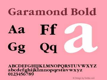 Garamond Bold Version 001.000 Font Sample