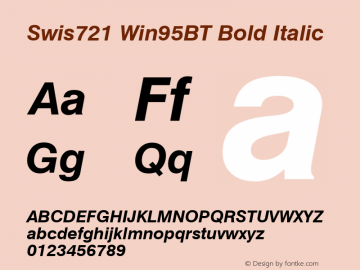 Swis721 Win95BT Bold Italic mfgpctt-v1.87 Jan 31 1997图片样张