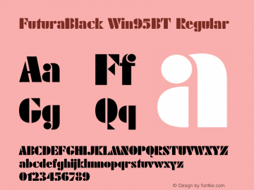 FuturaBlack Win95BT Regular mfgpctt-v1.86 Wed May 8 16:53:19 EDT 1996图片样张