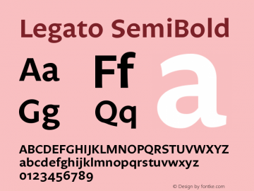 Legato SemiBold Version 004.460 Font Sample