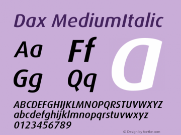 Dax MediumItalic Version 001.000图片样张