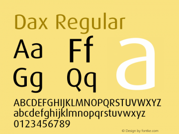 Dax Regular Version 001.000 Font Sample