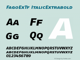 FagoExTf ItalicExtrabold Version 001.000 Font Sample