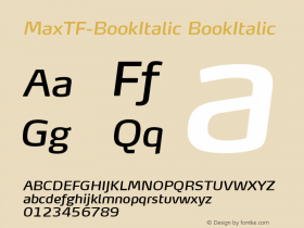 MaxTF-BookItalic BookItalic Version 4.460 Font Sample