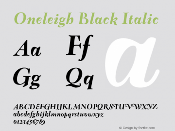 Oneleigh Black Italic 001.000图片样张
