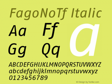 FagoNoTf Italic Version 001.000 Font Sample