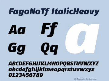 FagoNoTf ItalicHeavy Version 001.000 Font Sample