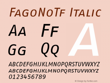 FagoNoTf Italic Version 001.000 Font Sample