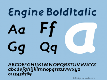 Engine BoldItalic Version 001.000 Font Sample