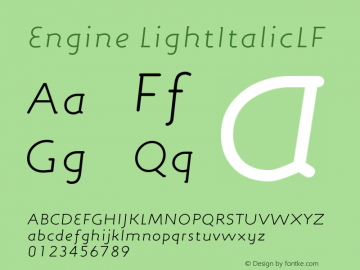 Engine LightItalicLF Version 001.000 Font Sample