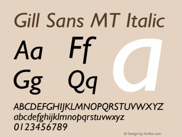 Gill Sans MT Italic Version 1.65图片样张