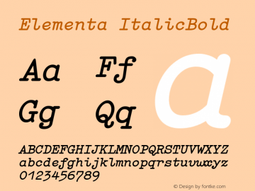 Elementa ItalicBold Version 001.000图片样张