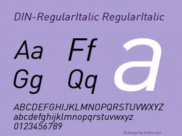 DIN-RegularItalic RegularItalic Version 004.301图片样张