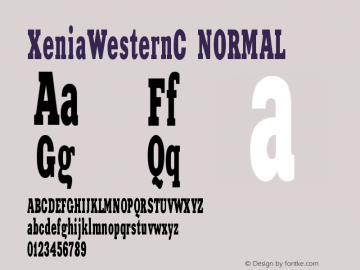 XeniaWesternC NORMAL Version 001.000 Font Sample