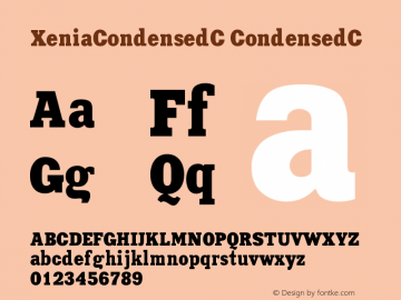 XeniaCondensedC CondensedC Version 001.000 Font Sample