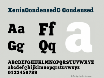 XeniaCondensedC Condensed Version 001.000 Font Sample