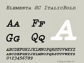 Elementa SC ItalicBold Version 001.000 Font Sample