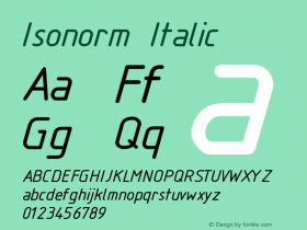 Isonorm Italic Version 001.000 Font Sample