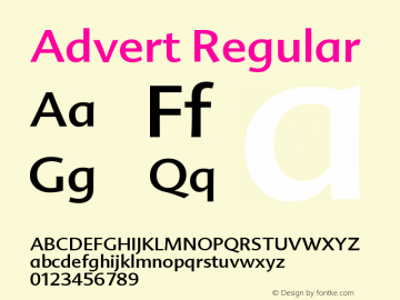 Advert Regular Version 001.000 Font Sample