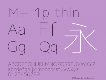M+ 1p thin Version 1.033 Font Sample
