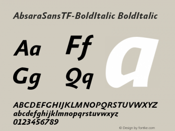 AbsaraSansTF-BoldItalic BoldItalic Version 4.460图片样张