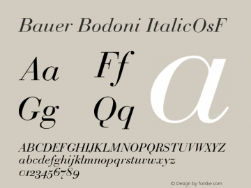Bauer Bodoni ItalicOsF Version 001.001图片样张