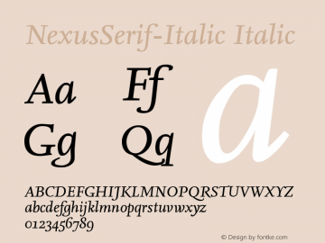 NexusSerif-Italic Italic Version 4.460图片样张