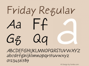 Friday Regular Version 001.000 Font Sample
