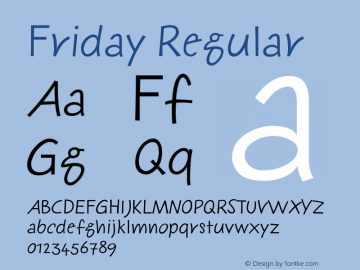 Friday Regular Version 001.000 Font Sample