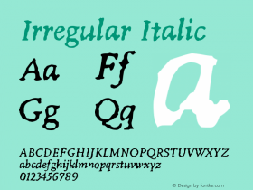 Irregular Italic Version 001.000 Font Sample