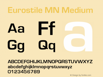 Eurostile MN Medium Version 001.003 Font Sample