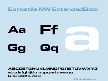 Eurostile MN ExtendedBold Version 001.003 Font Sample