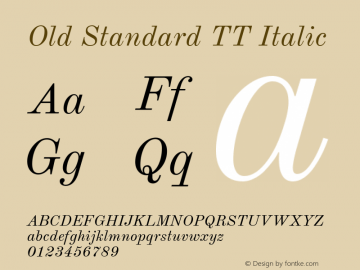 Old Standard TT Italic Version 2.0.2 Font Sample