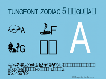 tungfont zodiac 5 Regular 2000; 1.0, initial release图片样张