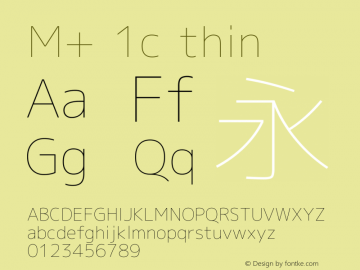 M+ 1c thin Version 1.020 Font Sample