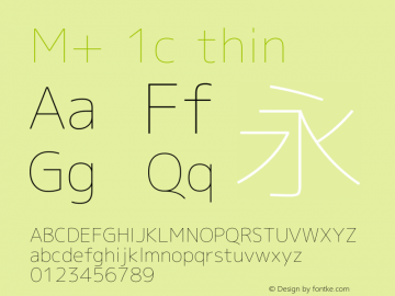 M+ 1c thin Version 1.029 Font Sample