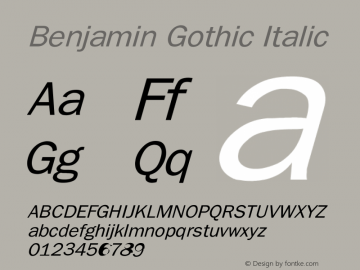 Benjamin Gothic Italic Converted from D:\FONTTEMP\FRANKLI3.TF1 by ALLTYPE图片样张
