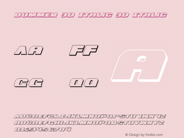 Bummer 3D Italic 3D Italic Version 1.0; 2007; initial release图片样张
