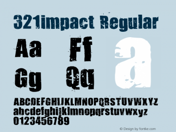 321impact Regular Version 1.1 2010 Font Sample